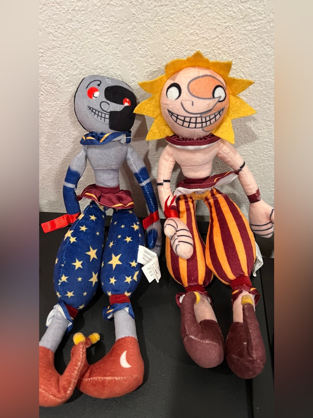 Sun and Moon Plush Clown Pair - Colorful Blue & Yellow Kids Toys